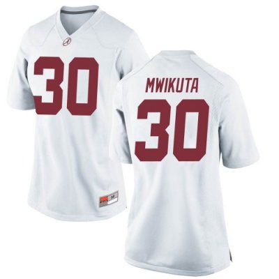 Women's Alabama Crimson Tide #30 King Mwikuta White Replica NCAA College Football Jersey 2403JJUG6